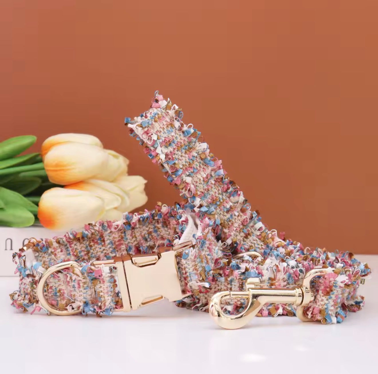 Luxury Tweed Fringe Collar & Leash Set