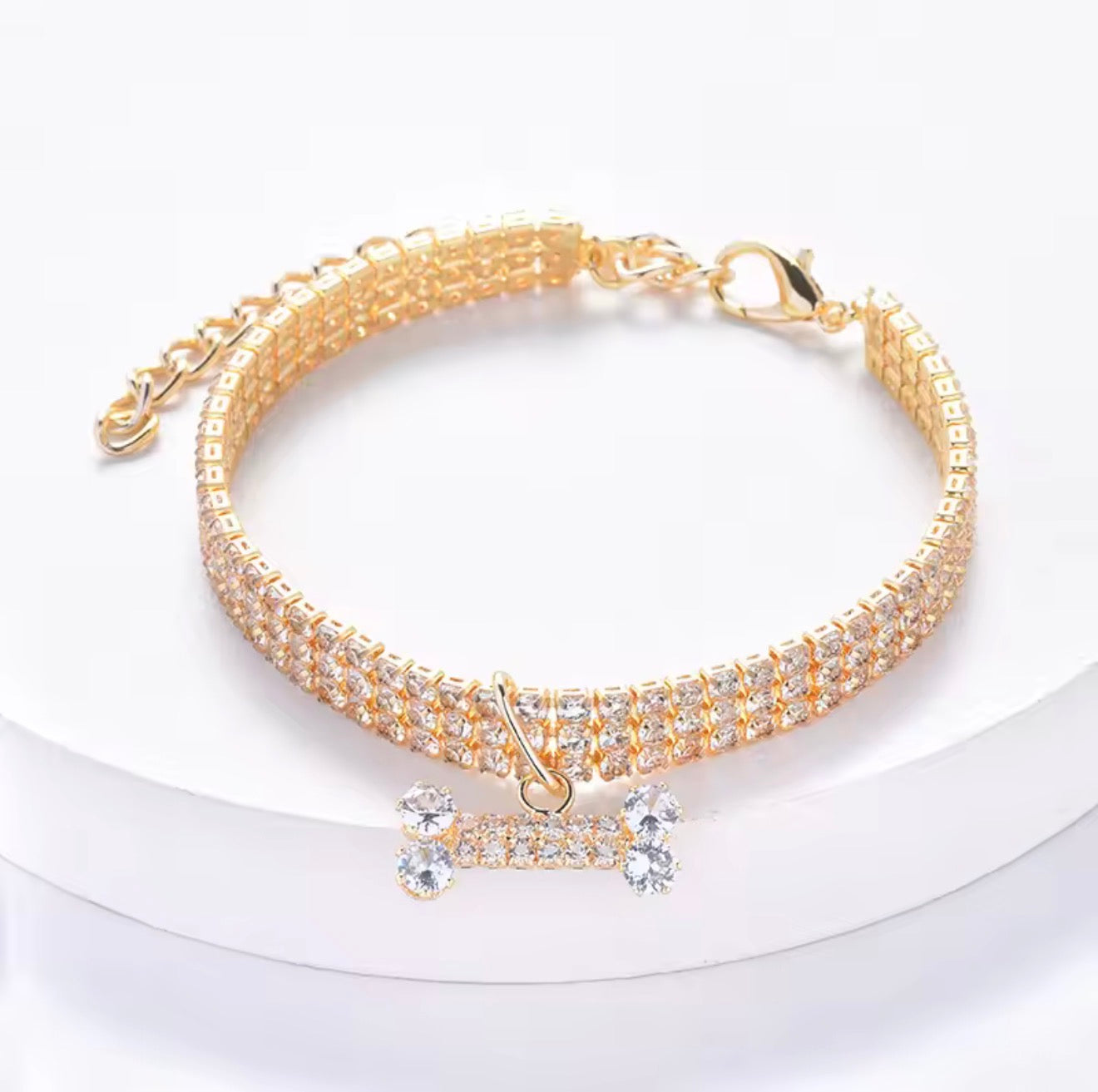 Crystal Diamond Bone Necklace