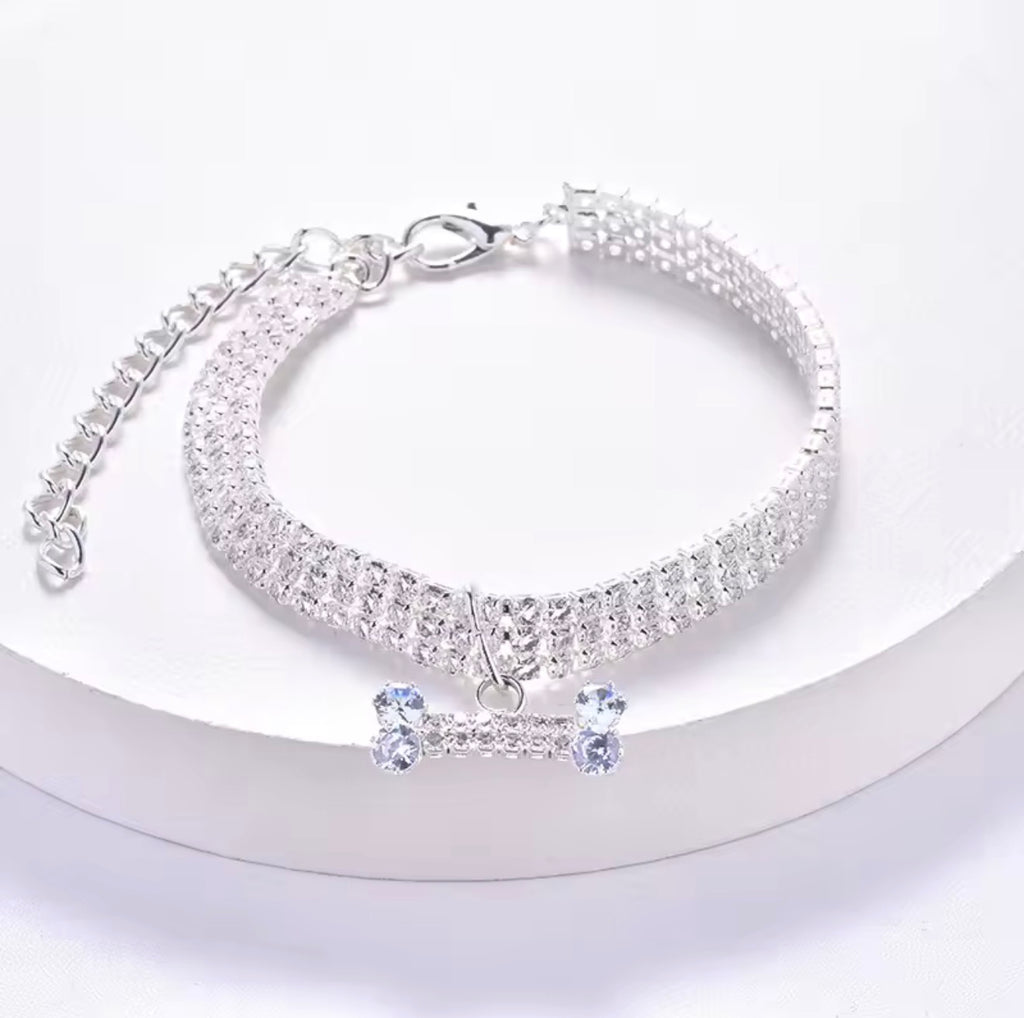 Crystal Diamond Bone Necklace