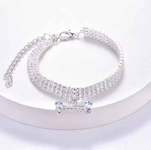 Crystal Diamond Bone Necklace