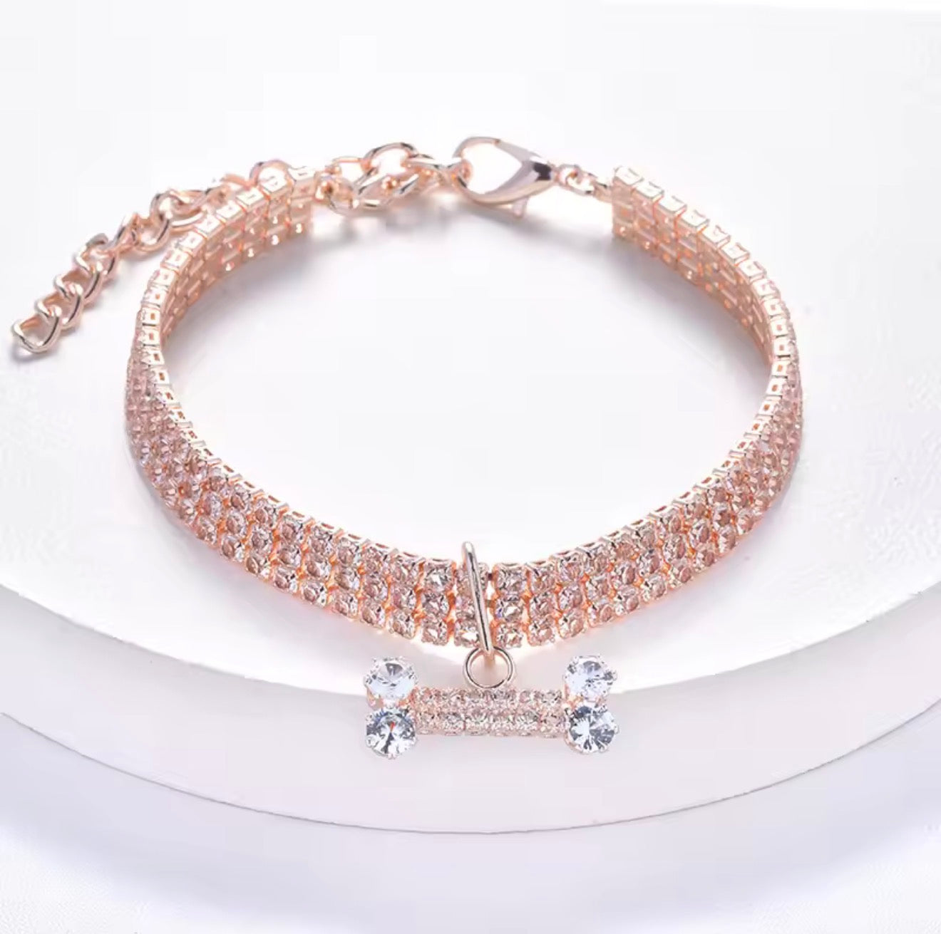 Crystal Diamond Bone Necklace