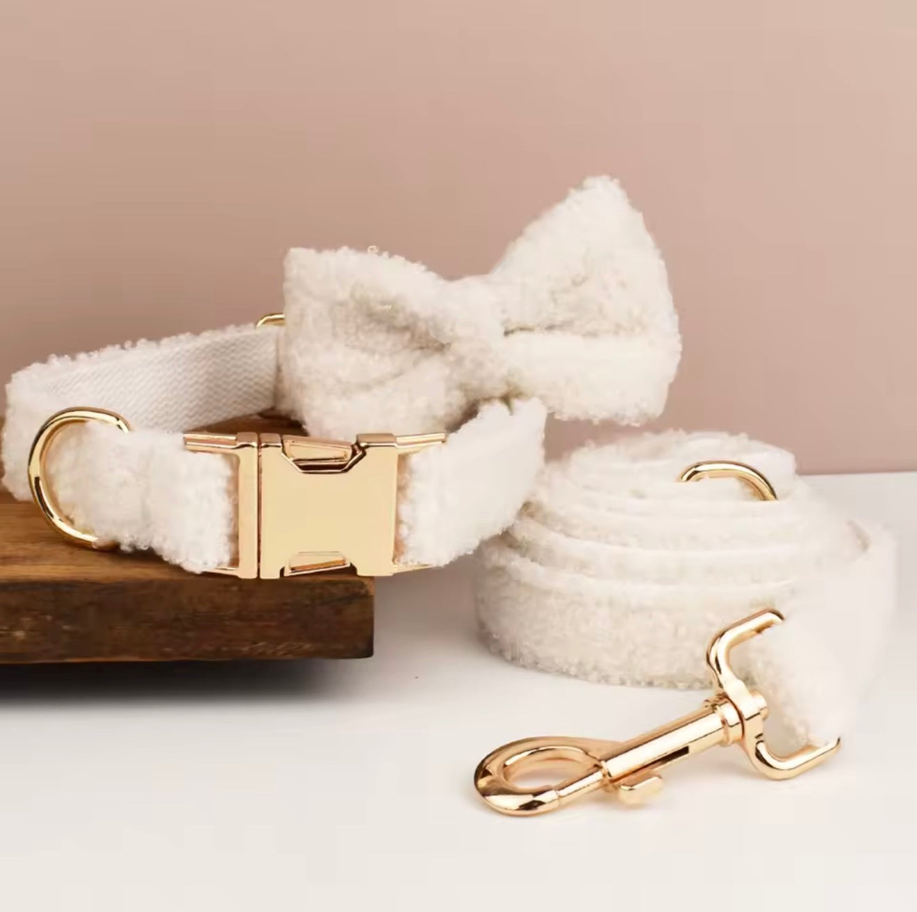 Luxury Teddy Bow Collar & Leash Set
