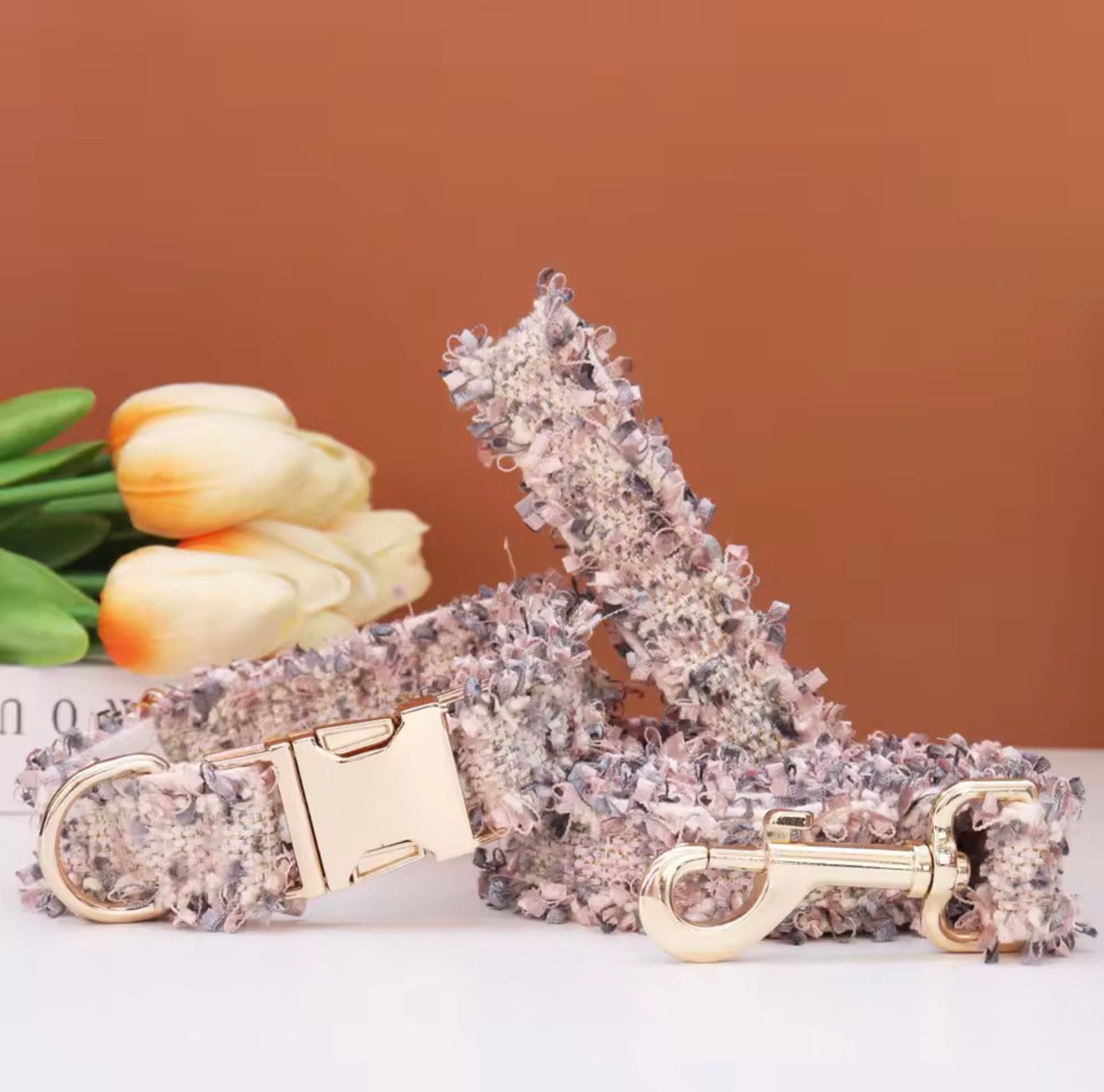 Luxury Tweed Fringe Collar & Leash Set