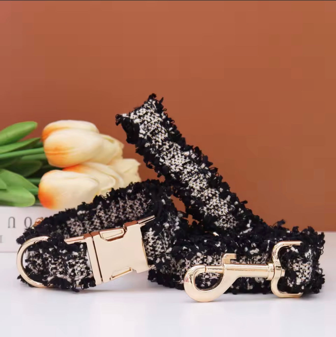 Luxury Tweed Fringe Collar & Leash Set