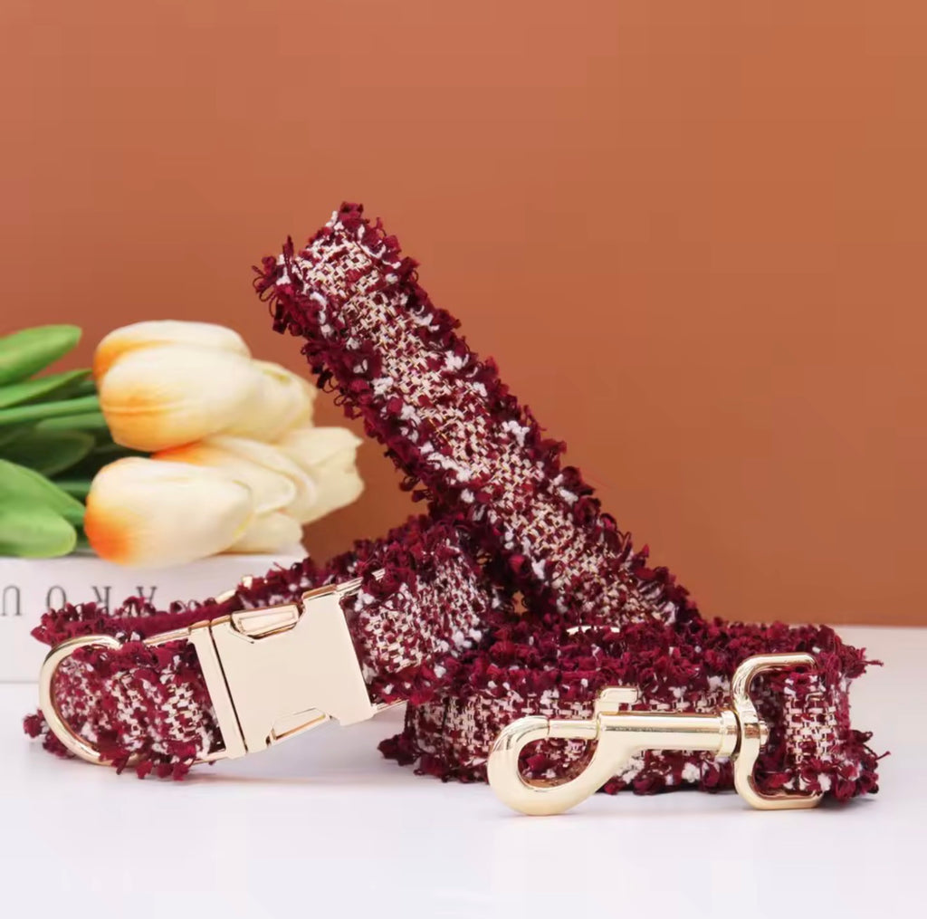Luxury Tweed Fringe Collar & Leash Set