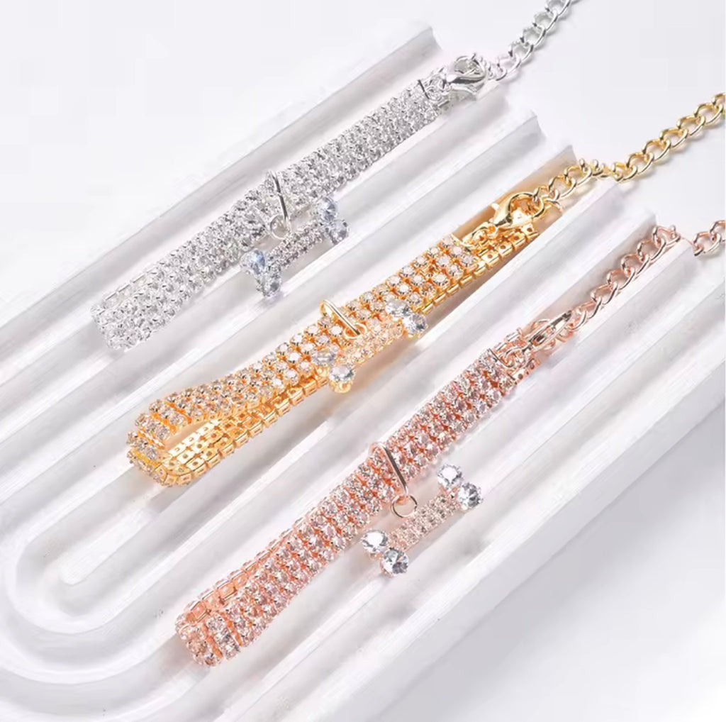 Crystal Diamond Bone Necklace