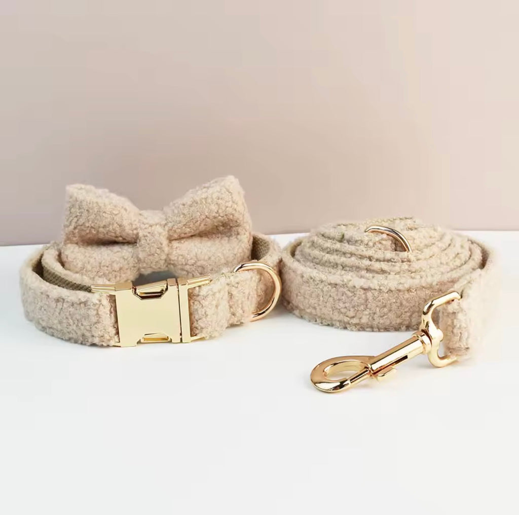 Luxury Teddy Bow Collar & Leash Set